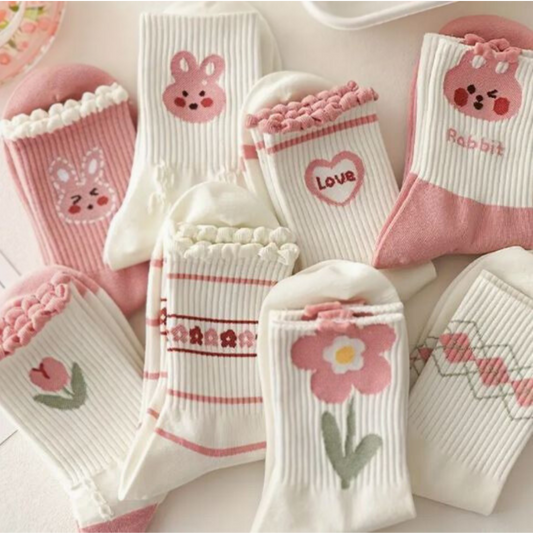 Calcetines de algodón para mujer kawaii - 8 pares