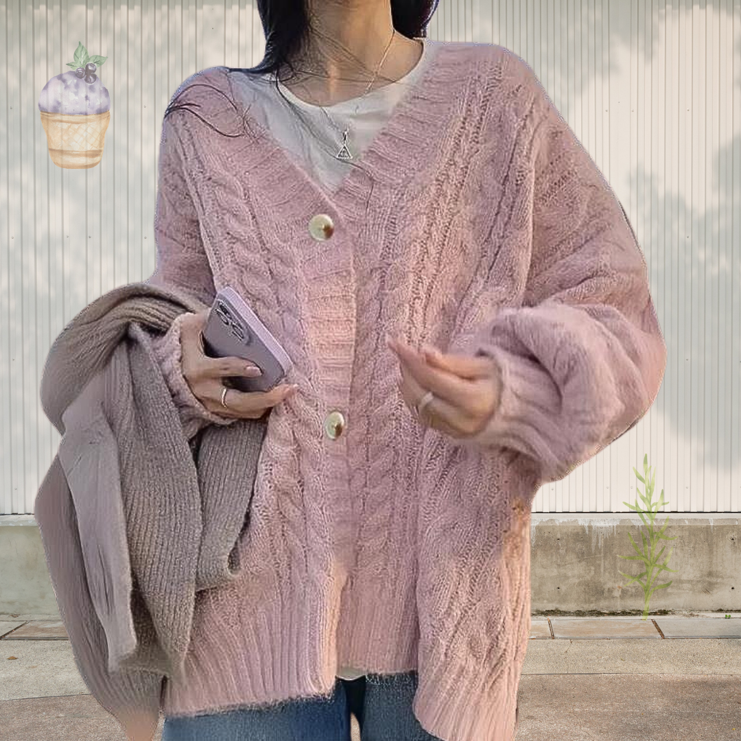 Chaleco de hombros caídos manga larga oversize estilo coreano